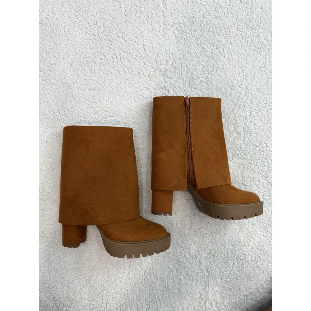 I.N.C. International Concepts Acelina Fold-Over Cuffed Booties 8 Y2K 70s